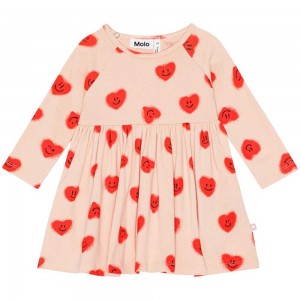 Red Hearts_ Jersey Baby Girl Molo Charmaine Dresses | KSA001314