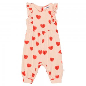 Red Hearts_ Jersey Baby Girl Molo Fallon Bodies Babysuits | KSA001283