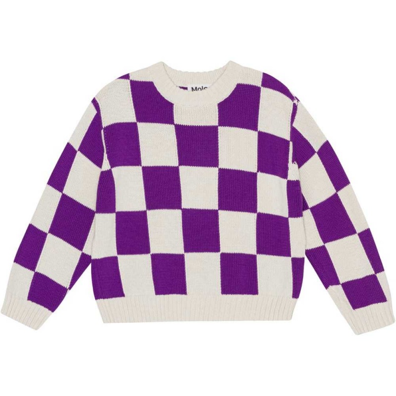 Purple Shell Check Girls\' Molo Gertina Sweatshirts Cardigans | KSA000314