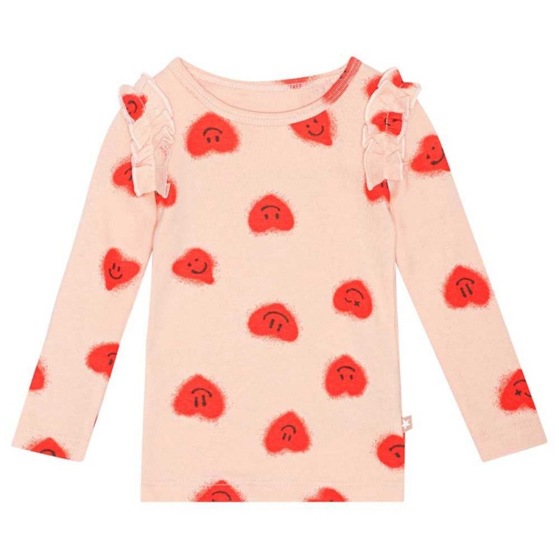 Red Hearts_ Jersey Baby Girl Molo Emma T Shirts Tops | KSA001449