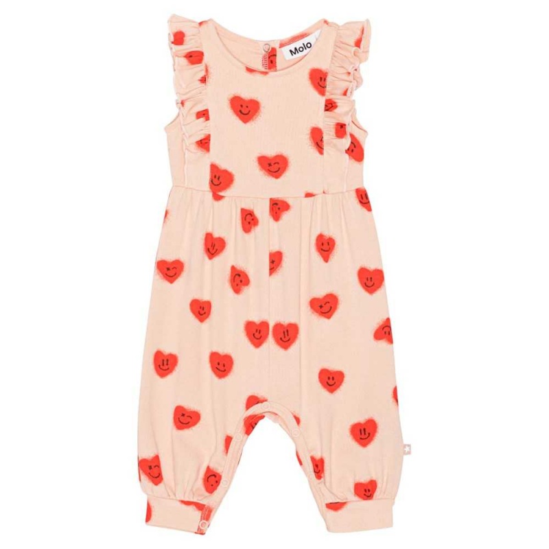 Red Hearts_ Jersey Baby Girl Molo Fallon Bodies Babysuits | KSA001283