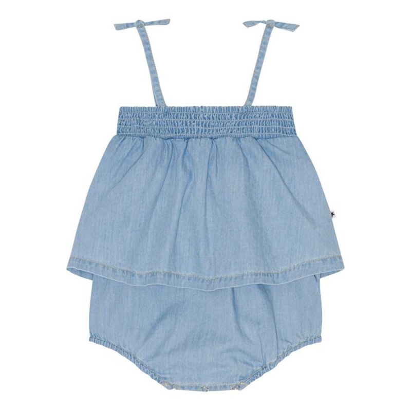 Summer Wash Indigo Baby Girl Molo Flora Bodies Babysuits | KSA001255