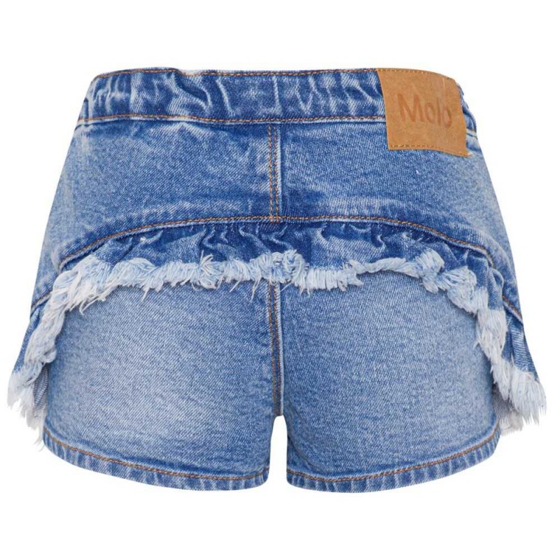 Washed Denim Blue Girls' Molo Agnetha Shorts | KSA000414