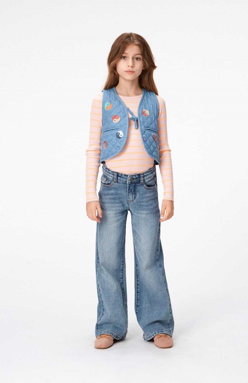 Washed Denim Blue Girls' Molo Asta Pants & Jeans | KSA000375