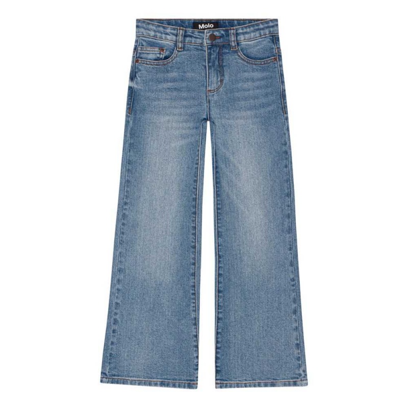 Washed Denim Blue Girls\' Molo Asta Pants & Jeans | KSA000375